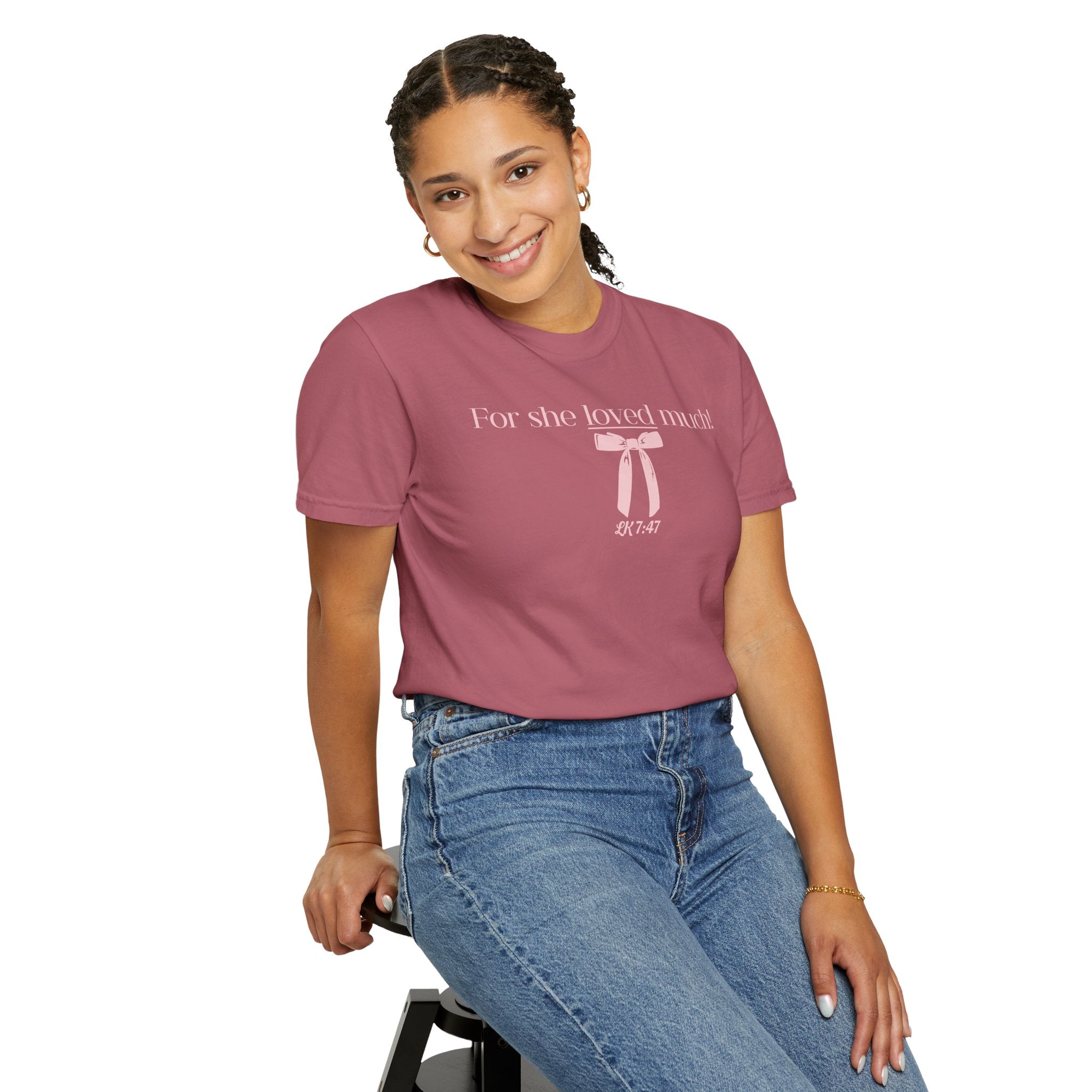 She Loved Much - Pink Bow Graphic T-Shirt