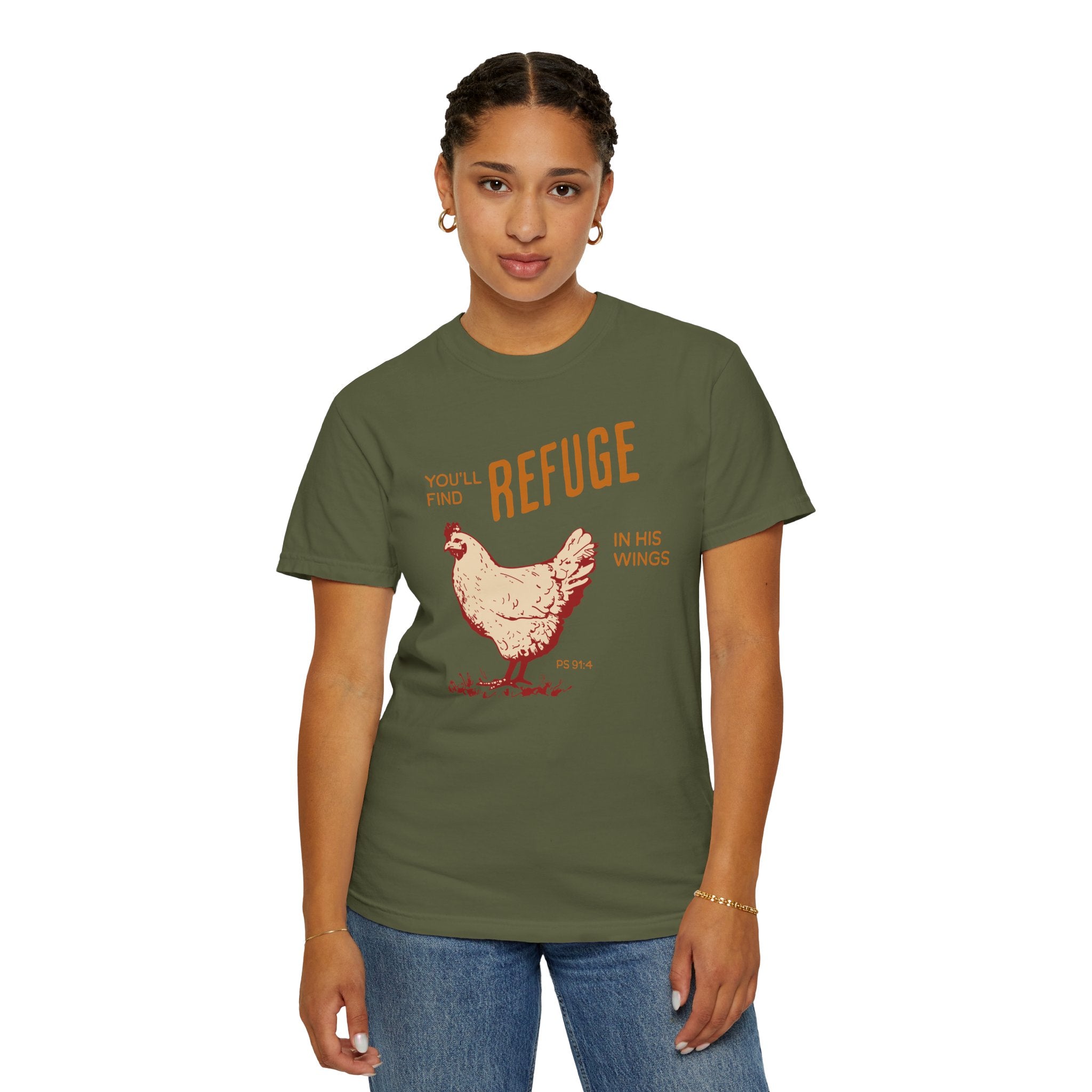 You'll Find Refuge in His Wings - Chicken Graphic Tee
