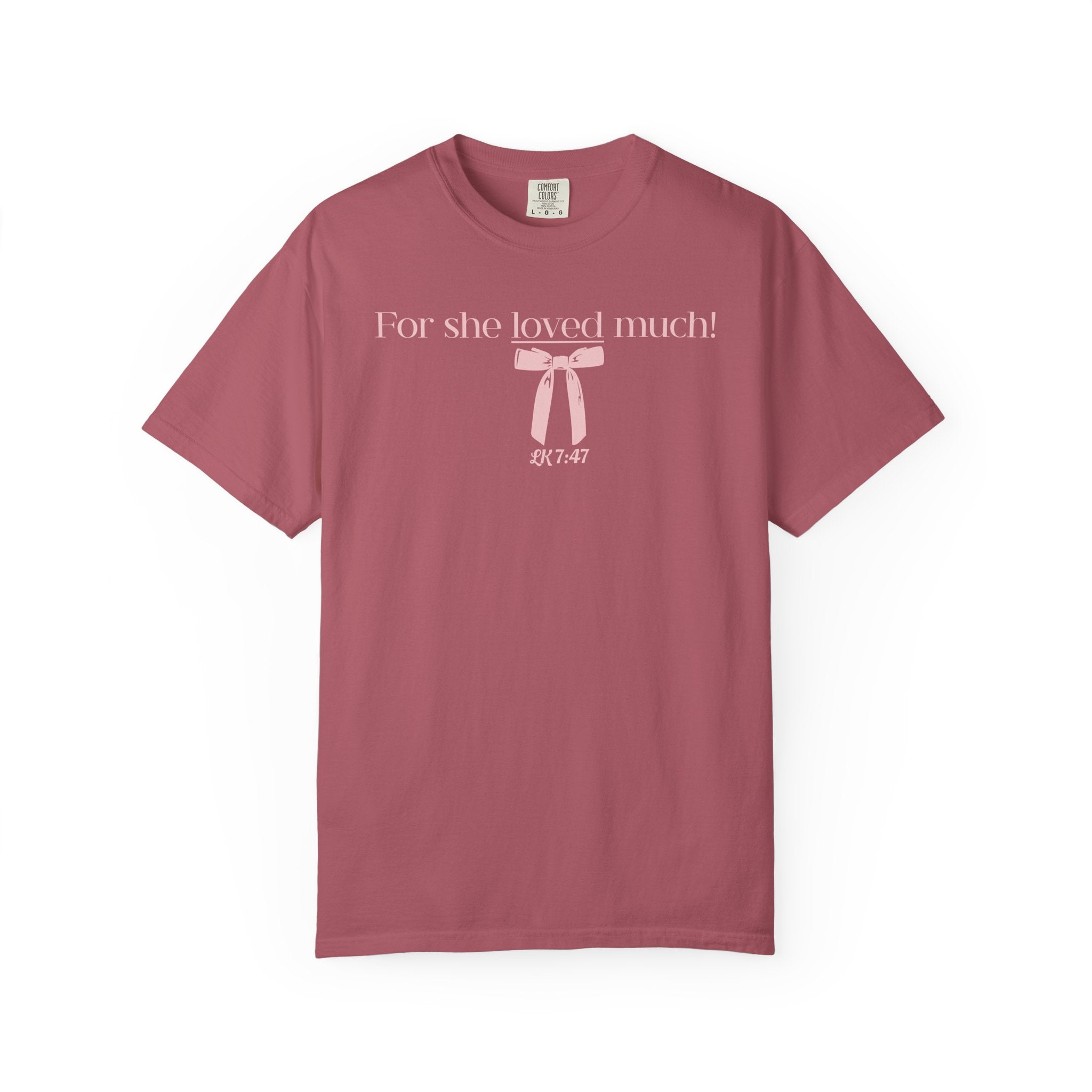She Loved Much - Pink Bow Graphic T-Shirt