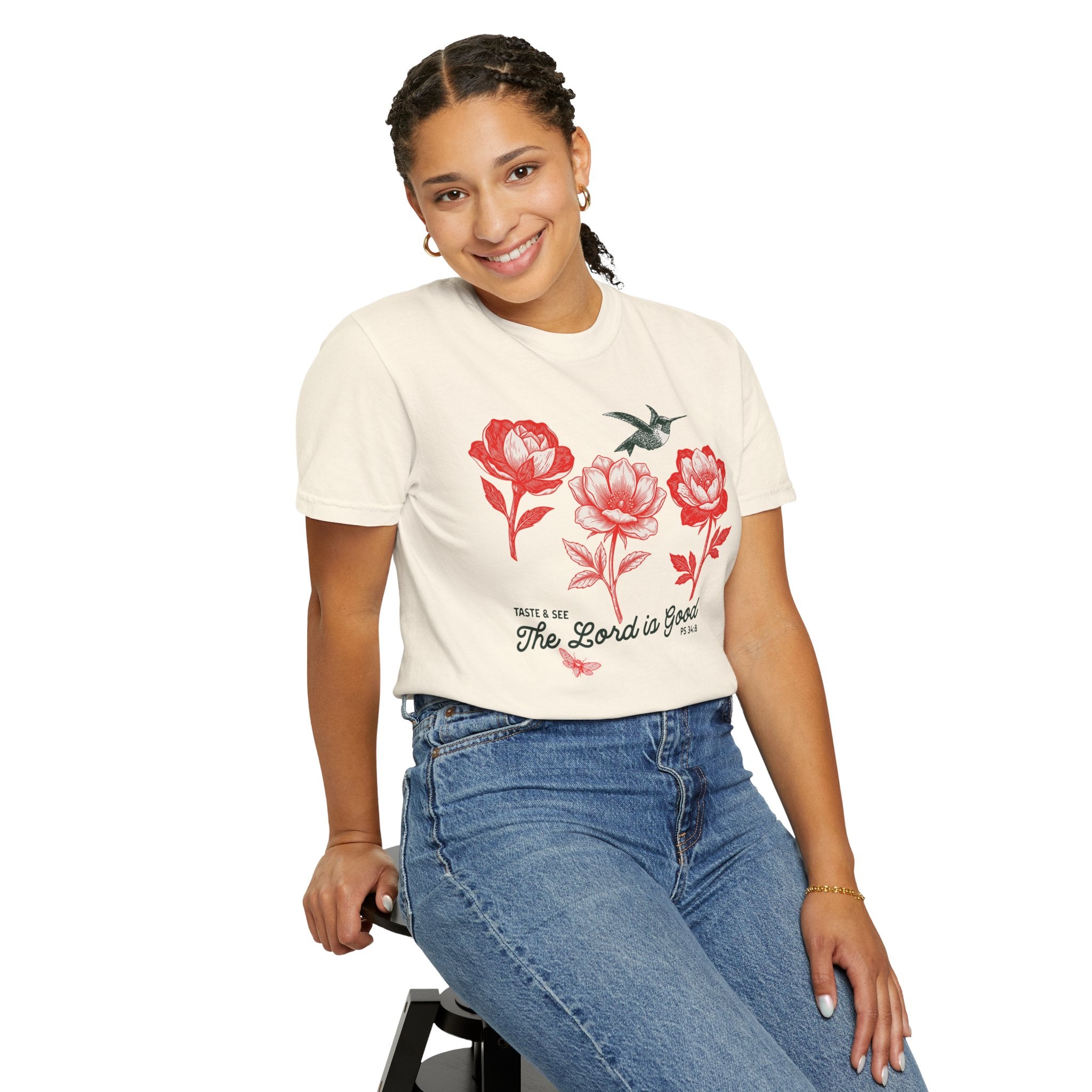 Taste and See - Hummingbird & Bees Floral T-Shirt