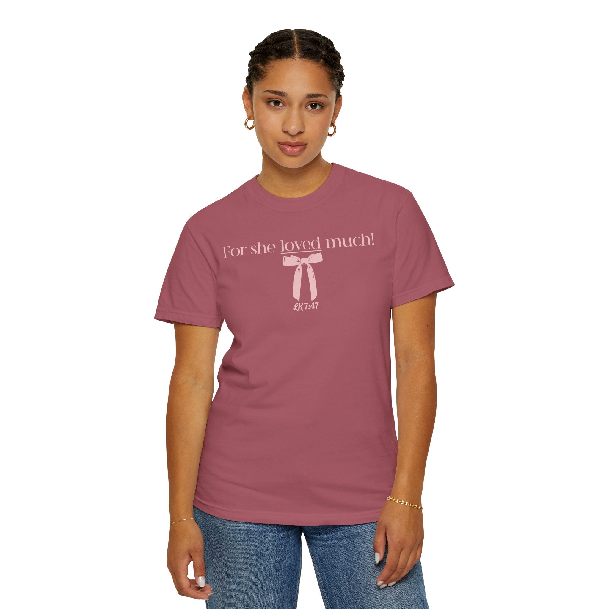 She Loved Much - Pink Bow Graphic T-Shirt