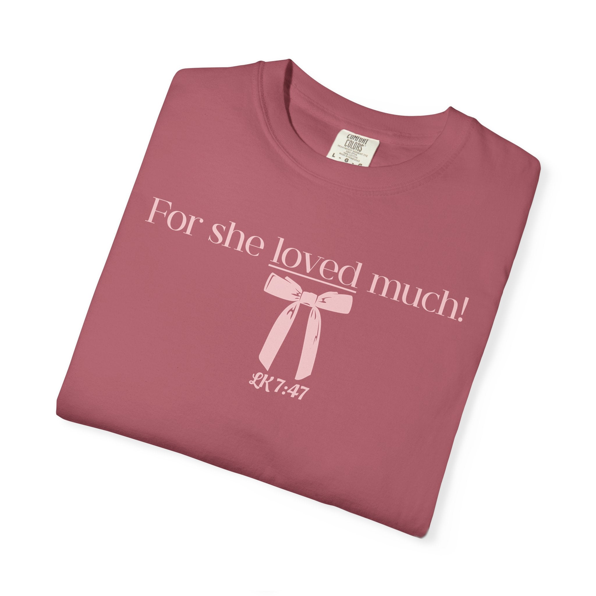 She Loved Much - Pink Bow Graphic T-Shirt